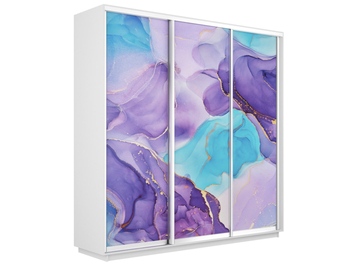 Шкаф-купе Экспресс 3-х дверный (Фото №1002 Абстракция фиолетовая)