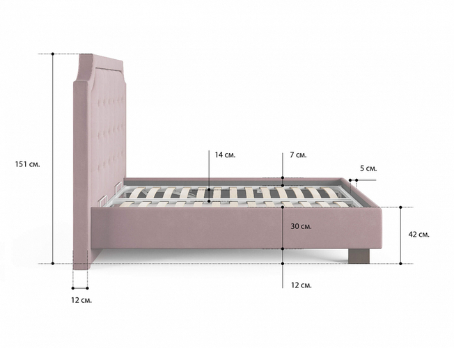Кровать Elysium, микровелюр лиловый